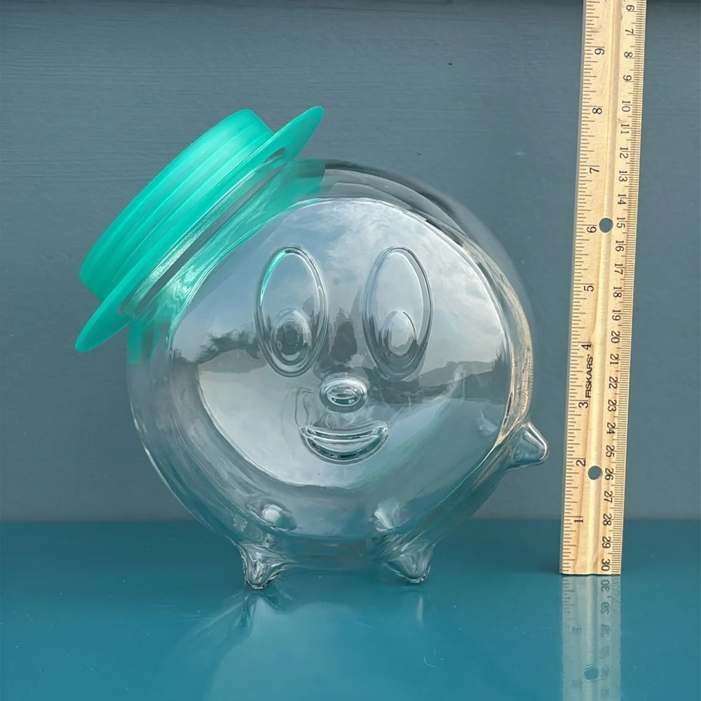 Vintage Borgonovo Italy Glass Happy Face Cookie Jar